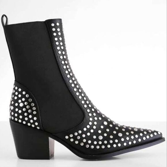 ShuShop ”Zsa Zsa” Studded Embellishments Heeled Ankle Boots Size 8.5 - Picture 1 of 10